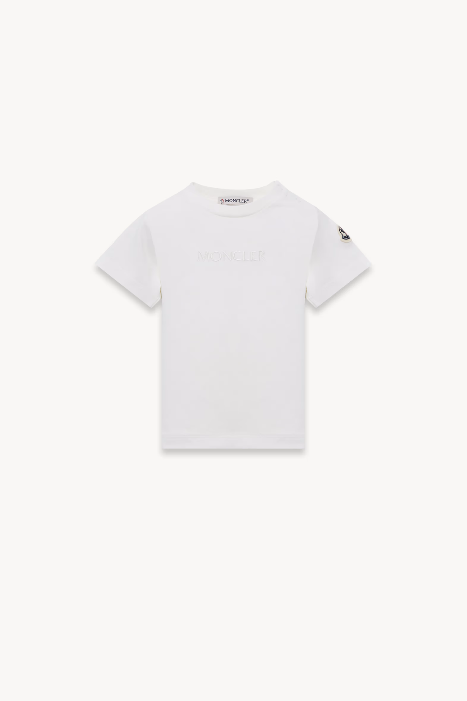 T-shirt en coton à logo brodé Fille Blanc Moncler 0